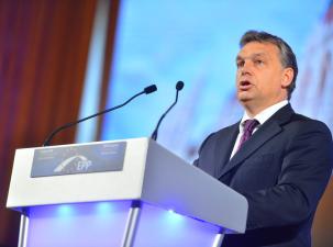 Der ungarische Präsident Vitor Orban bei einer Rede