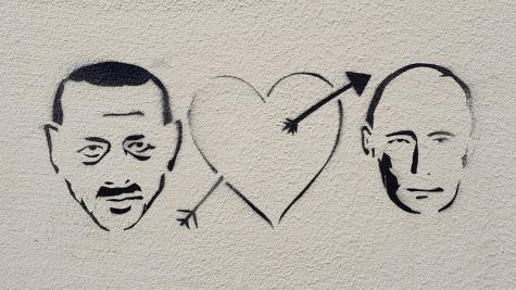 Ein politisches Stencil von Erdogan und Putin