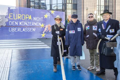 Eine Demo gegen EU-Lobbyismus