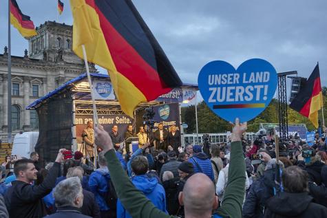 Eine AfD-Kundgebung mit einer Menschenmenge