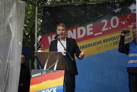 Der MdL Björn Höcke bei einer Kundgebung in Mödlareuth