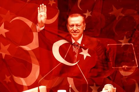 Erdogan und türkische Flagge